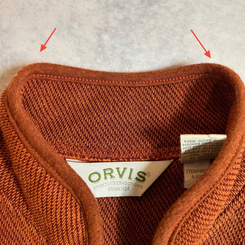 Orvis Womens Burnt Orange Textured Knit Button Cardigan Leather Elbow Patches M - Picture 10 of 11